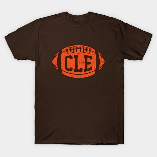 CLE Retro Football - Brown T-Shirt by KFig21